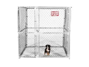 kennel animal enclosure rental - cal-state site services - shown with dog